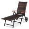 Costway Folding Patio Rattan Lounge Chair Cushioned Aluminum w/ Wheel